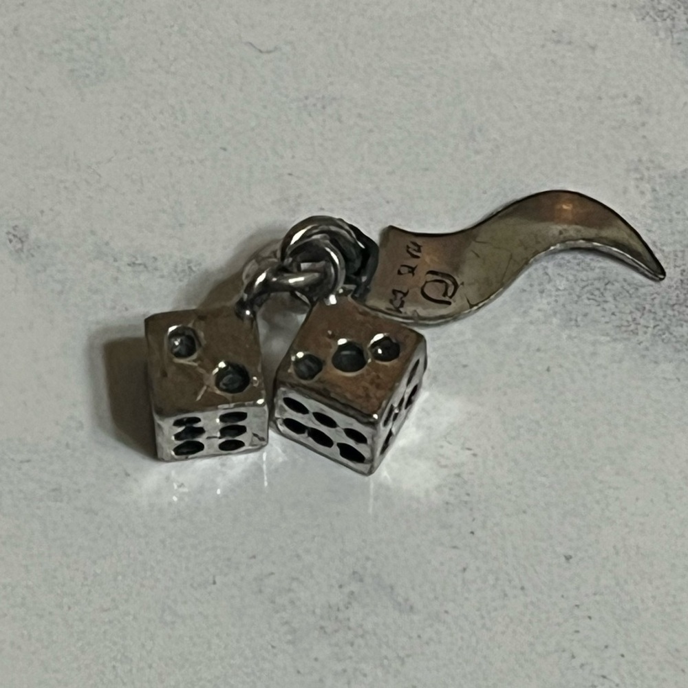 Sterling Silver Dice Ponderosa Ranch Banner Charm - Picture 2 of 8